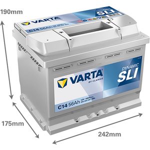 Type 027 Varta Dynamic SLI Car Battery 12V 56Ah (Short Code: C14) Varta DIN: 556 400 048)